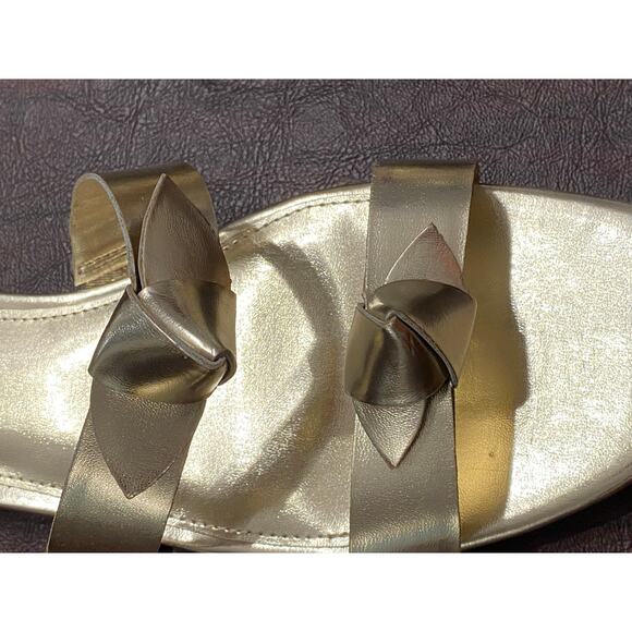 J.Crew Metallic Gold Knot Slide Sandals Size 9 Minimalist Chic Resort Coastal - Picture 2 of 7